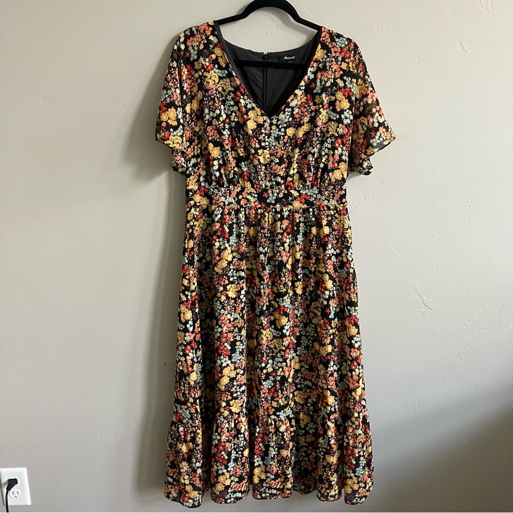 Madewell Black Dress with Colorful Accents Fall Dress Size 12